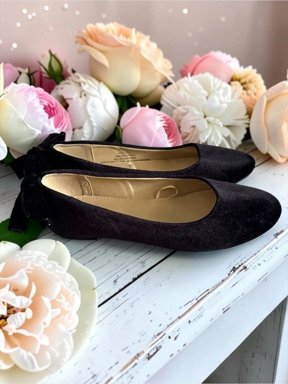 Crewcuts Little Girls Black Velvet Bow Ballet Flats Size 2